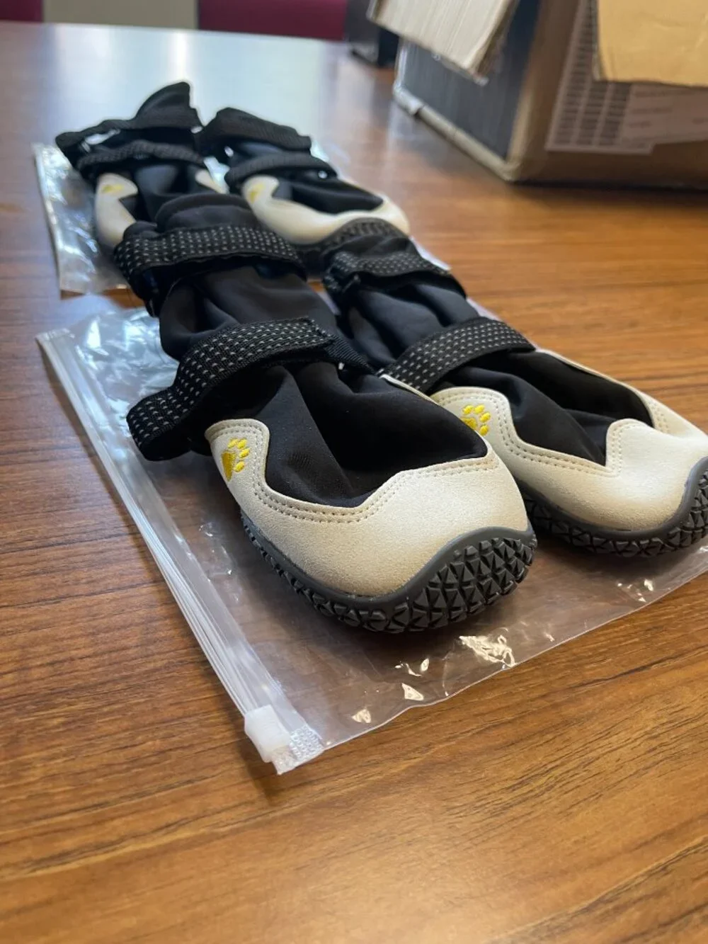 DOG SHOES - Weatherproof/ White and Black/ Rubber Soles